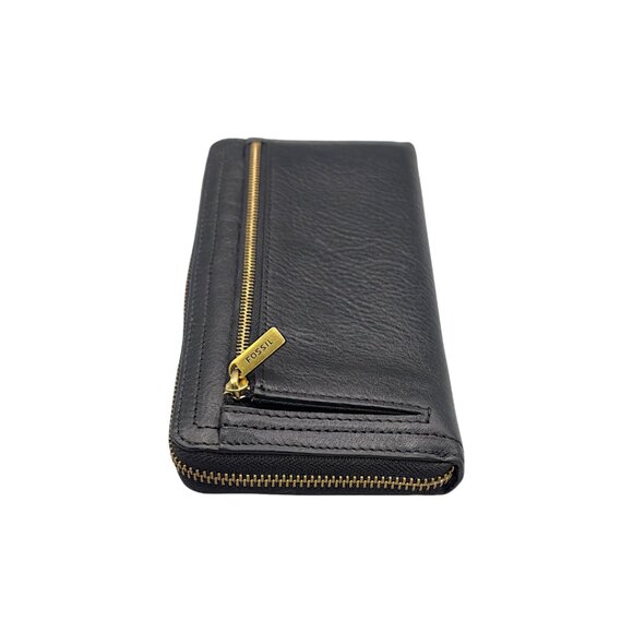 Fossil Black Leather RFID Zip Around Wallet Wristlet – SL7831 - Picture 6 of 9